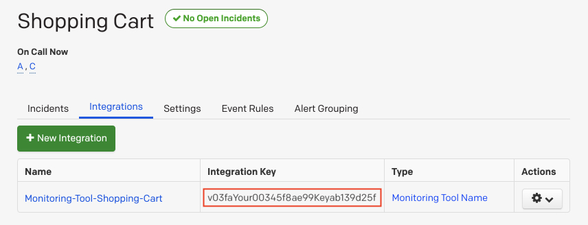 Copy integration key